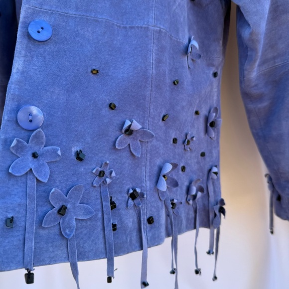 •SOLD• Vintage 90s Victor Costa Lilac Leather Jacket - Picture 6 of 8